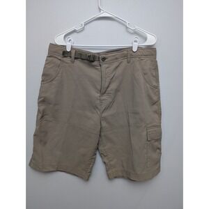 E5 Gerry Mens 36 Adventure On The Go Shorts Beige Flat Front Belt Stretch Hiking